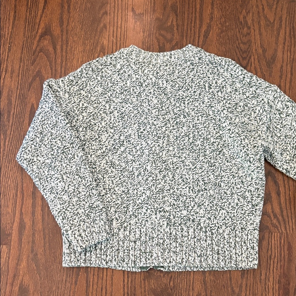 NWT Talbots Forest Green and White Knit Sweater Zipper Front Large - Picture 6 of 9